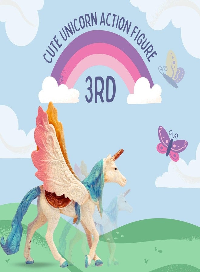 Mallexo مجموعة ألعاب شخصيات يونيكورن اللطيفة من ماليكسو للأطفال من عمر 3 سنوات فما فوق | 4 قطع من مجسمات حيوانات واقعية، نموذج بيغاسوس طائر سحري، هدية عيد ميلاد للأولاد والبنات، عنصر تعليمي وديكوري للأطفال - Image 4